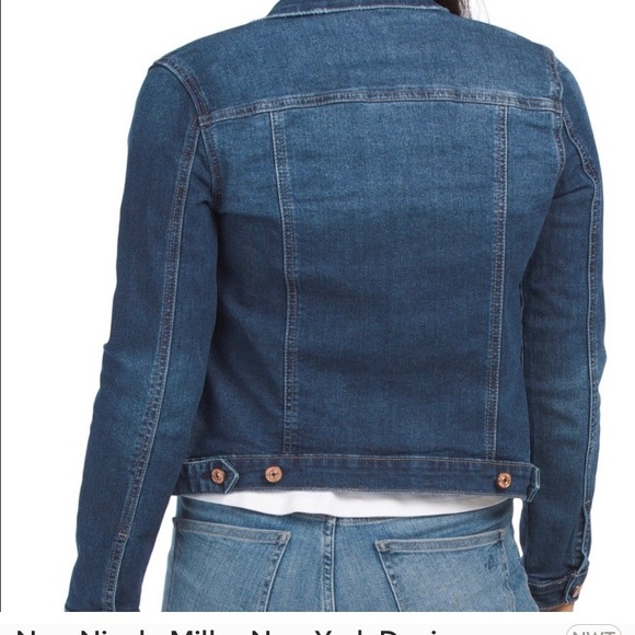 NWOT Nicole Miller Cropped Denim Jacket in Mid Blue S - Picture 4 of 13